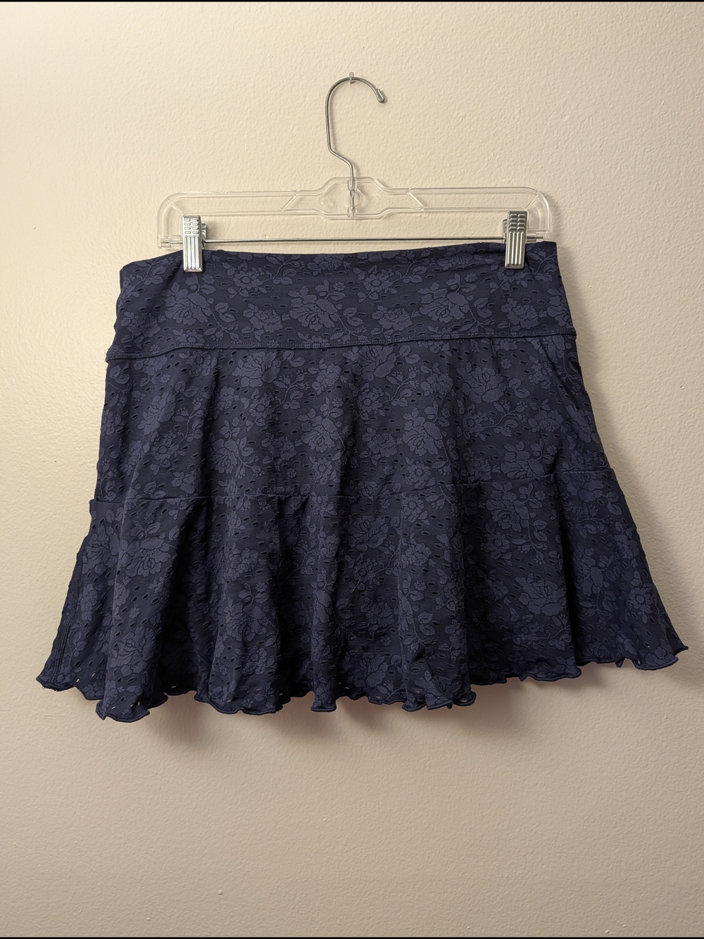 Aerie Navy Floral Lace A-Line Skirt Skort